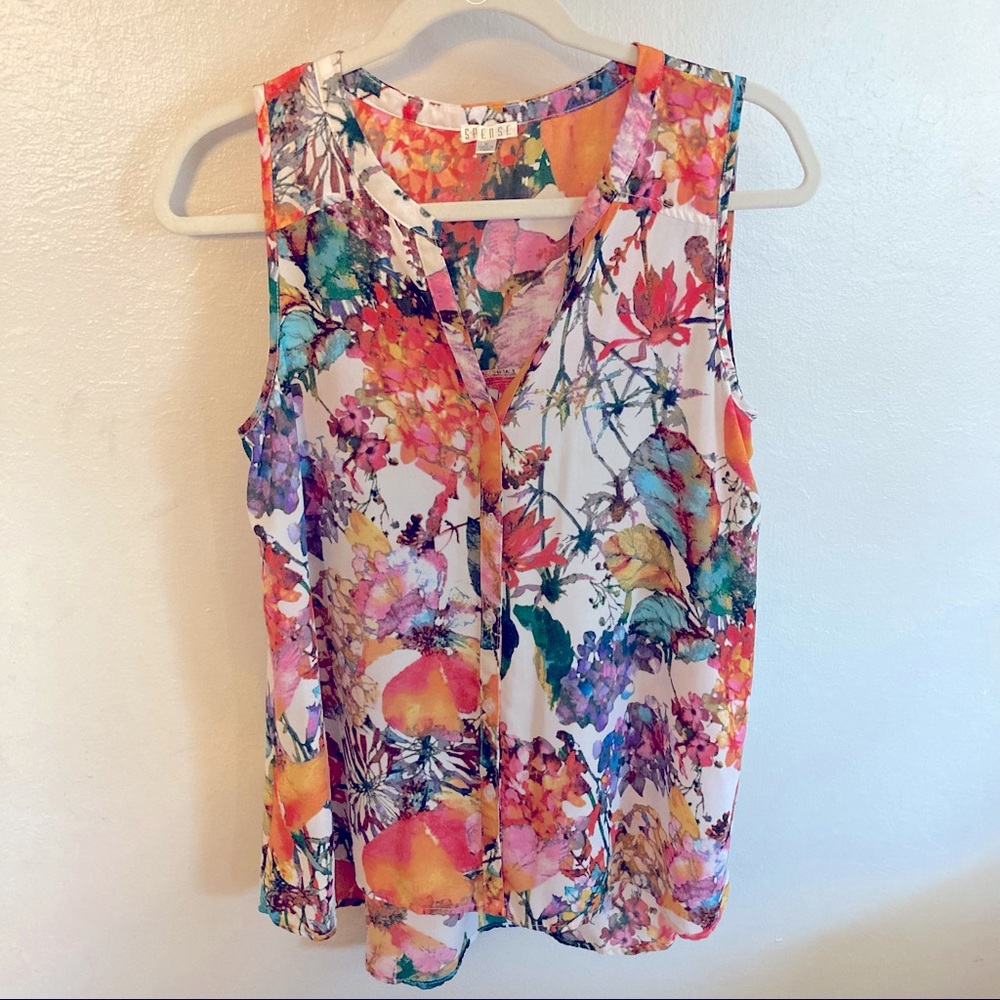 Multicolor floral print tank